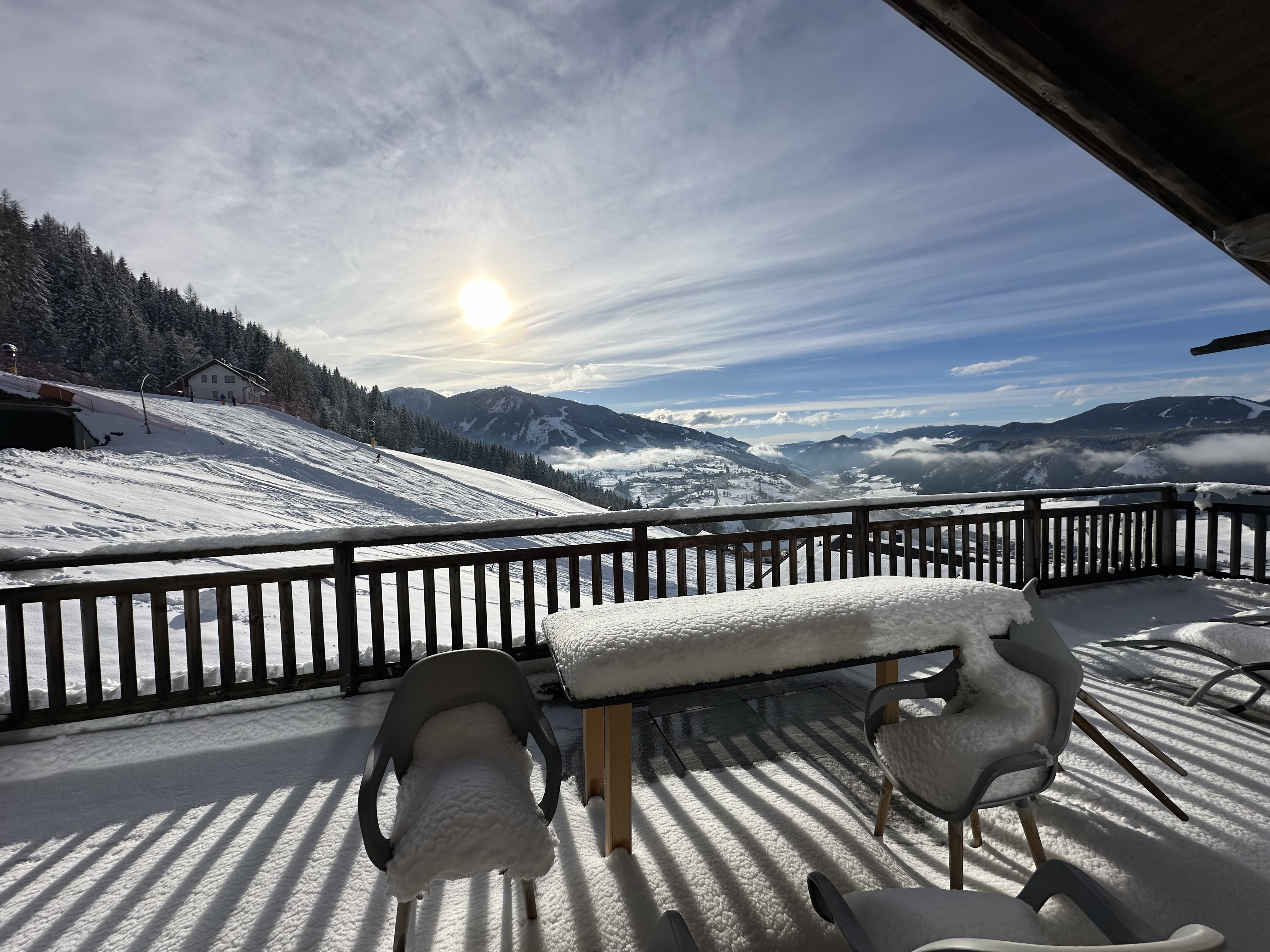 Ausblick auf das Dachsteinmassiv im Chalet Bergmüller